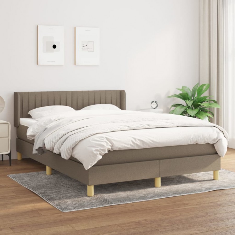 Cadre de lit avec matelas Taupe 140x200 cm Tissu