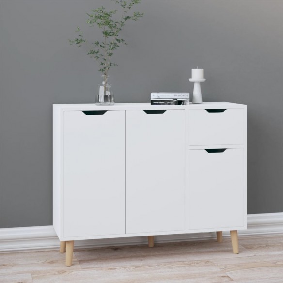 Buffet blanc brillant 90x30x72 cm bois d'ingénierie