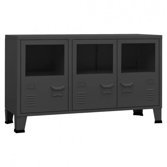 Buffet industriel Anthracite 105x35x62 cm Métal et verre