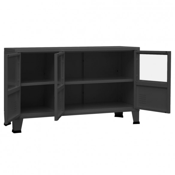 Buffet industriel Anthracite 105x35x62 cm Métal et verre