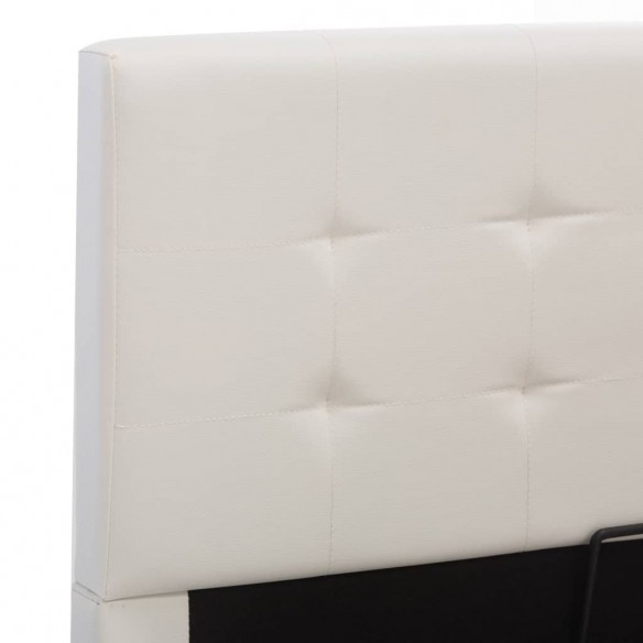 Cadre de lit à rangement hydraulique Blanc Similicuir 180x200cm