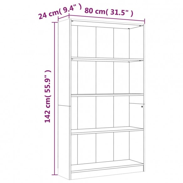 Bibliothèque 4 niveaux Chêne marron 80x24x142cm Bois ingénierie