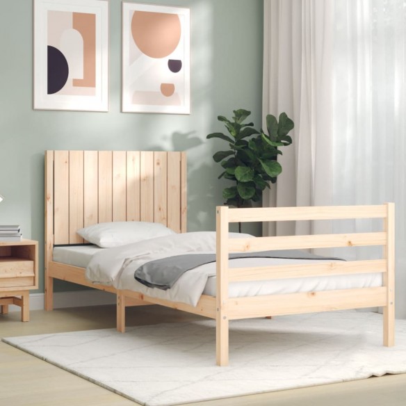 Cadre de lit avec tête de lit 90x200 cm bois massif