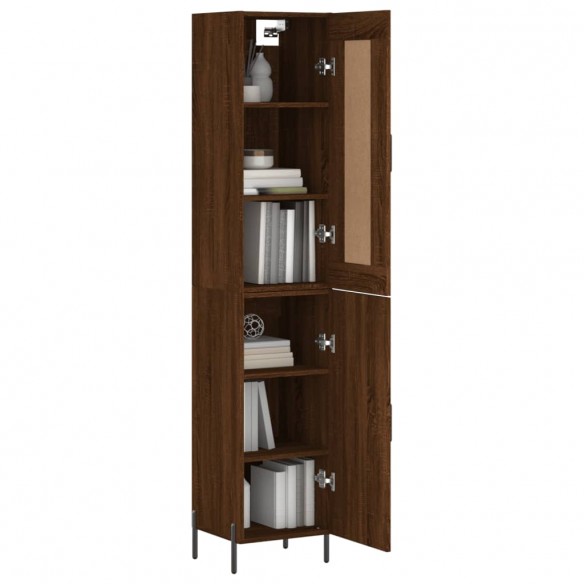 Buffet haut Chêne marron 34,5x34x180 cm Bois d'ingénierie