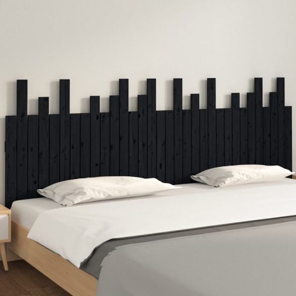 Tête de lit murale Noir 204x3x80 cm Bois massif de pin