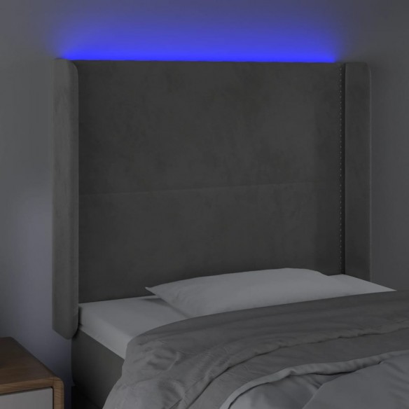 Tête de lit à LED Gris clair 93x16x118/128 cm Velours