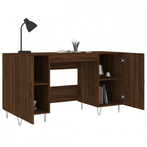 Bureau chêne marron 140x50x75 cm bois d'ingénierie