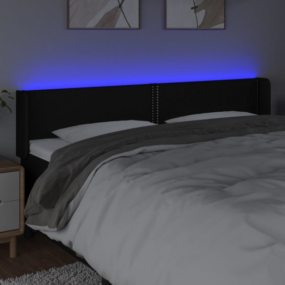 Tête de lit à LED Noir 163x16x78/88 cm Tissu