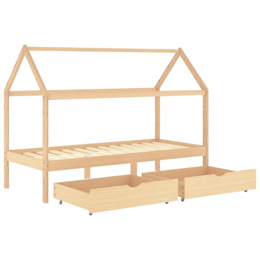 Lit d'enfant avec tiroirs Bois de pin massif 90x200 cm Lit d'enfant avec tiroirs Bois de pin massif 90x200 cm