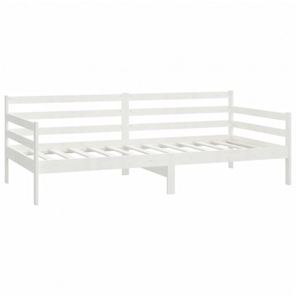 Lit de repos avec matelas 90x200 cm Blanc Bois de pin massif