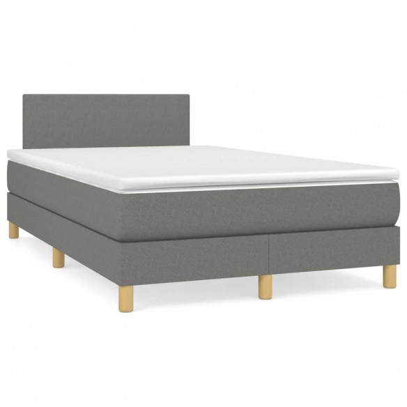 Cadre de lit avec matelas Gris foncé 120x200cm Tissu