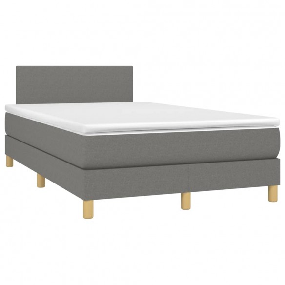 Cadre de lit avec matelas Gris foncé 120x200cm Tissu