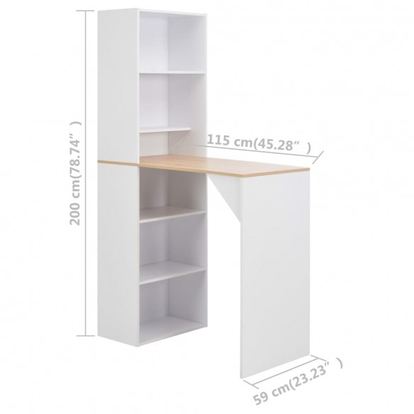 Table de bar avec armoire Blanc 115 x 59 x 200 cm