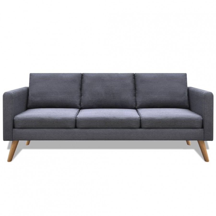 Jeu de canapé à 2 places et à 3 places Tissu Gris foncé