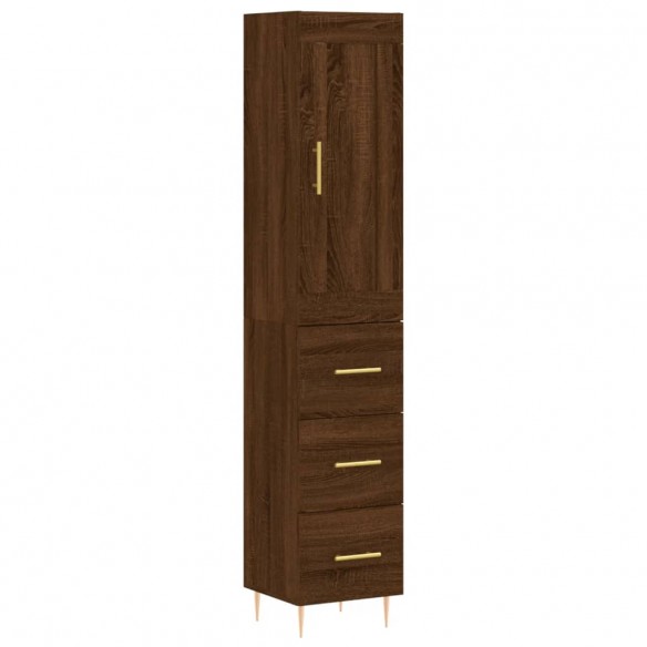 Buffet haut Chêne marron 34,5x34x180 cm Bois d'ingénierie