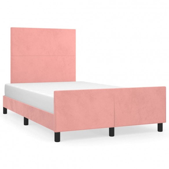 Cadre de lit avec tête de lit Rose 120x200 cm Velours