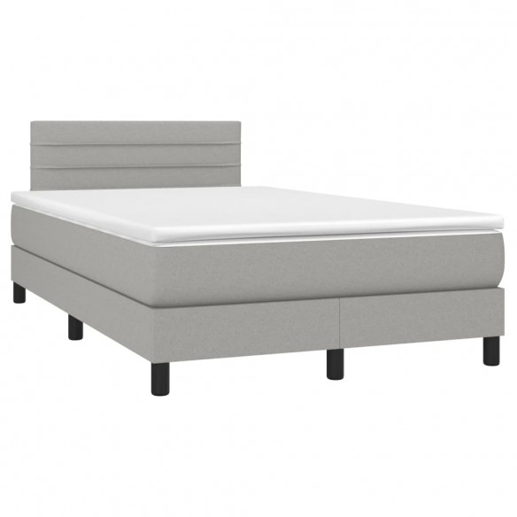 Cadre de lit matelas LED Gris clair 120x200 cm Tissu