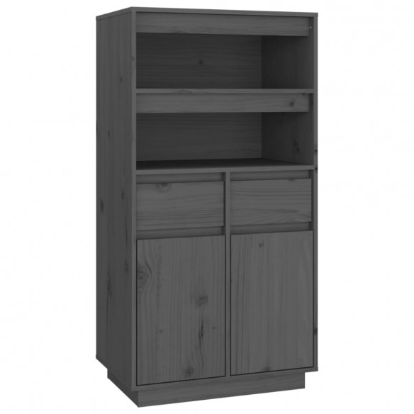 Buffet haut Gris 60x40x116,5 cm Bois massif de pin