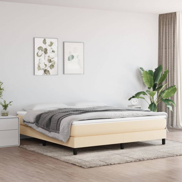 Cadre de lit avec matelas Crème 180x200 cm Tissu