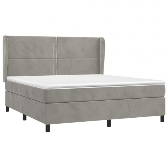 Cadre de lit et matelas Gris clair 180x200cm Velours