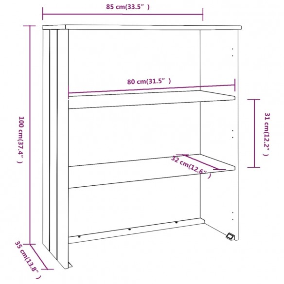 Dessus de buffet HAMAR Marron miel 85x35x100 cm Bois de pin