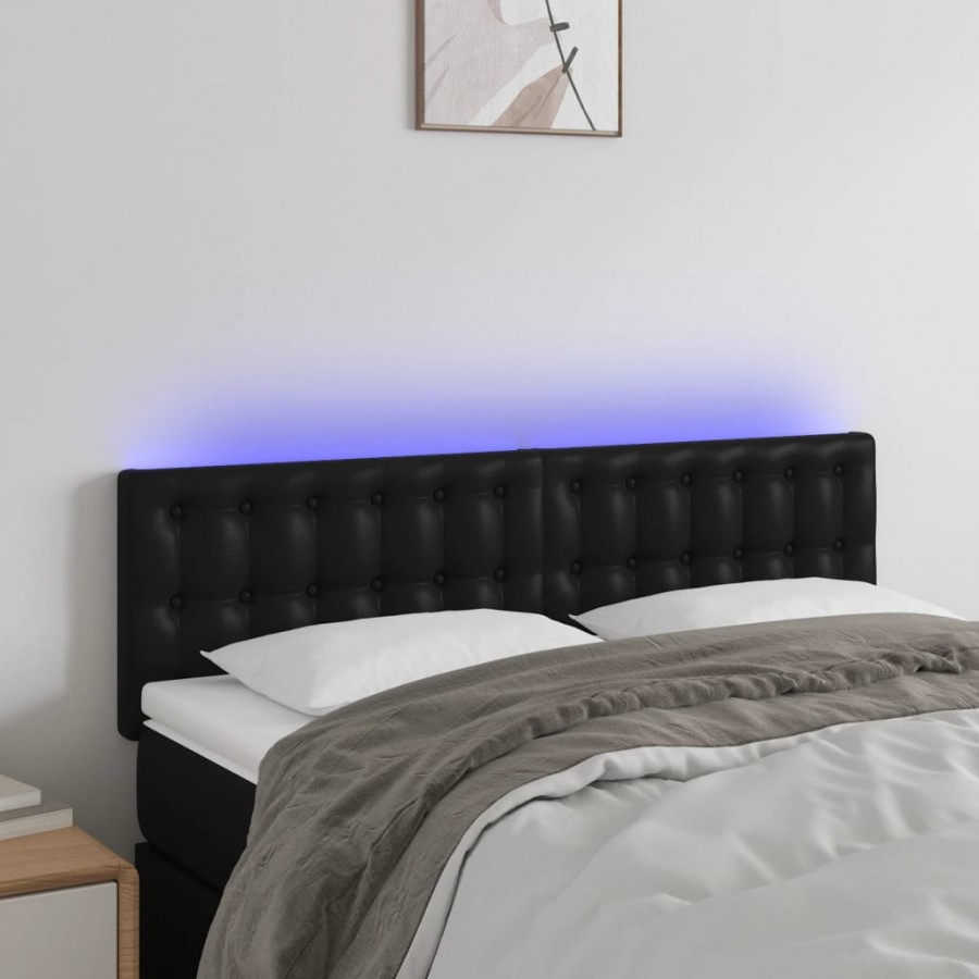 Tête de lit à LED Noir 144x5x78/88 cm Similicuir