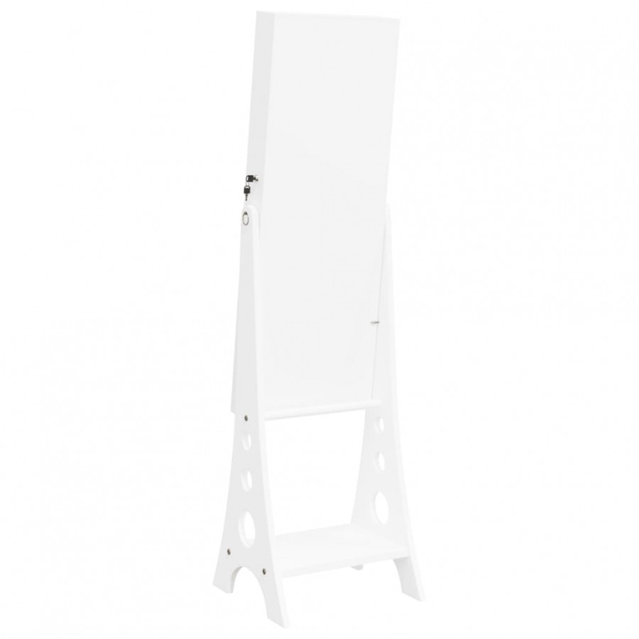 Armoire à bijoux miroir avec lumières LED sur pied blanc
