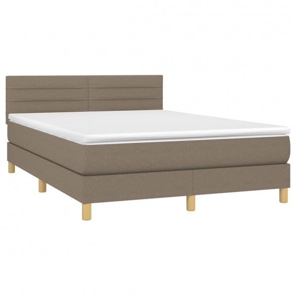 Cadre de lit avec matelas LED Taupe 140x190 cm Tissu