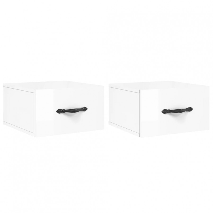 Tables de chevet murales 2 pcs blanc brillant 35x35x20 cm