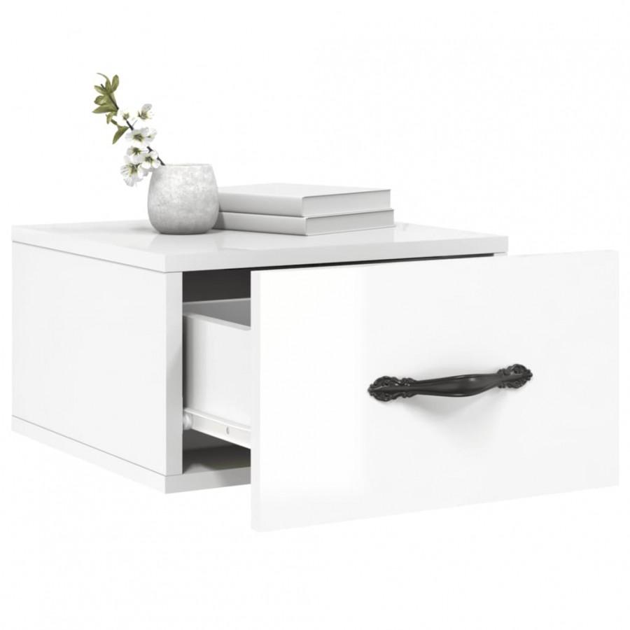 Tables de chevet murales 2 pcs blanc brillant 35x35x20 cm