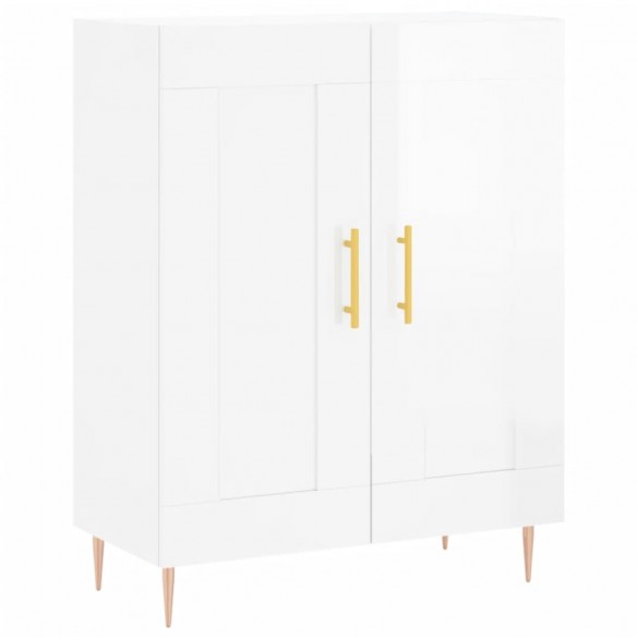 Buffet haut Blanc brillant 69,5x34x180 cm Bois d'ingénierie