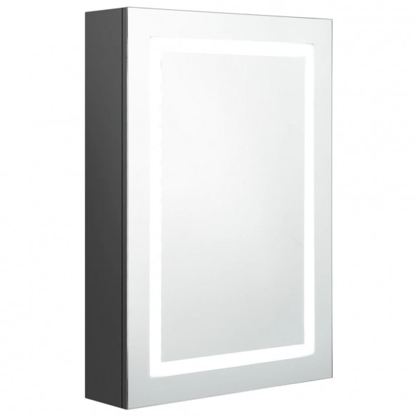 Armoire de salle de bain à miroir LED Gris 50x13x70 cm