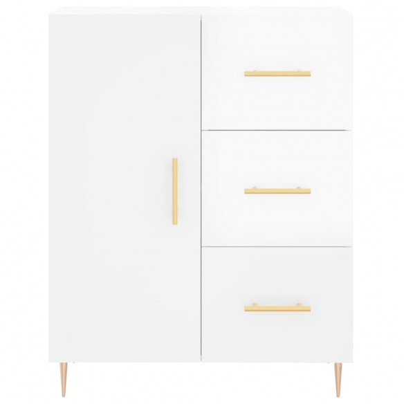 Buffet haut Blanc brillant 69,5x34x180 cm Bois d'ingénierie