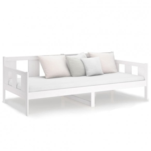 Lit de jour blanc bois de pin massif 90x200 cm