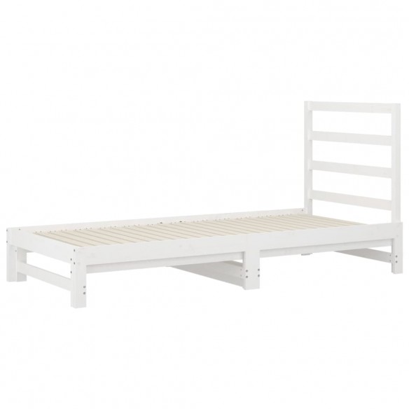 Lit coulissant Blanc 2x(90x200) cm Bois de pin massif