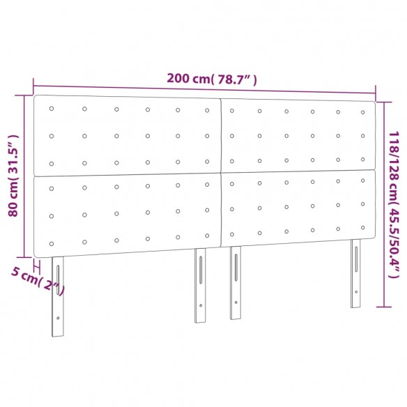 Têtes de lit 4 pcs Noir 100x5x78/88 cm Similicuir