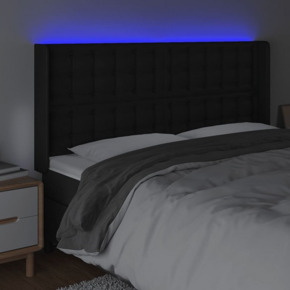 Tête de lit à LED Noir 203x16x118/128 cm Similicuir