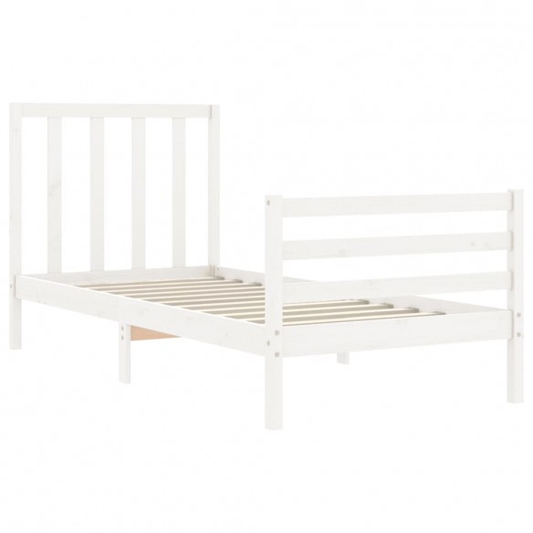 Cadre de lit avec tête de lit blanc simple bois massif