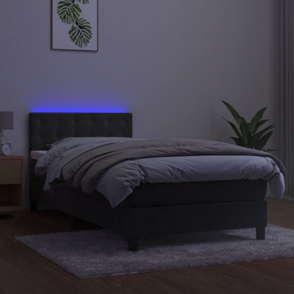 Cadre de lit avec matelas et LED Gris foncé 80x200cm