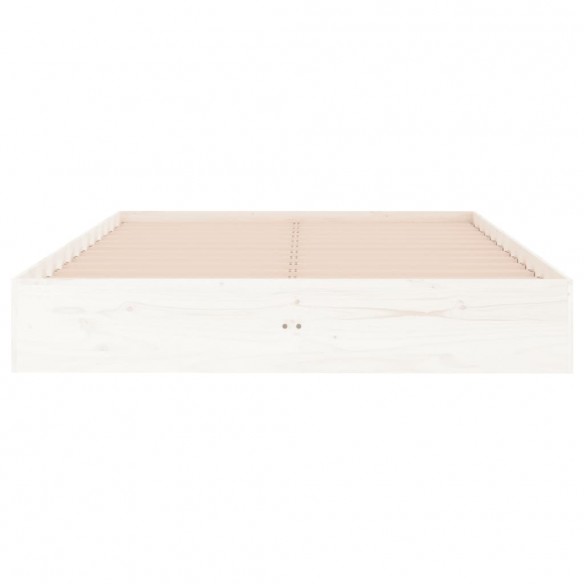 Cadre de lit blanc bois massif 140x190 cm