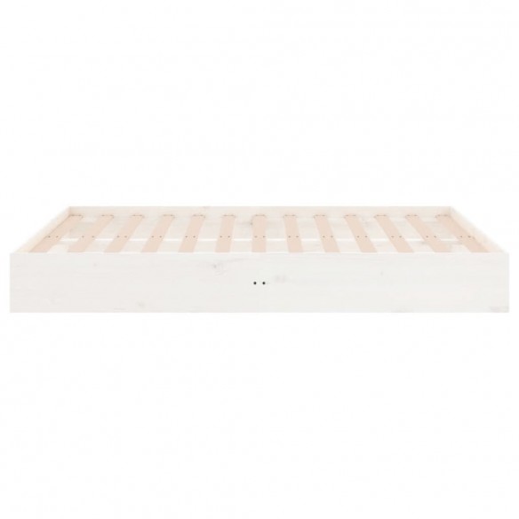 Cadre de lit blanc bois massif 140x190 cm