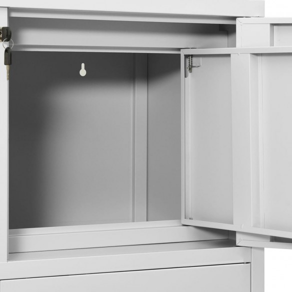 Armoire de bureau avec jardinière Gris clair 90x40x125 cm Acier