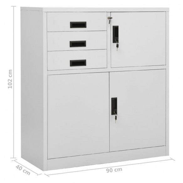 Armoire de bureau avec jardinière Gris clair 90x40x125 cm Acier