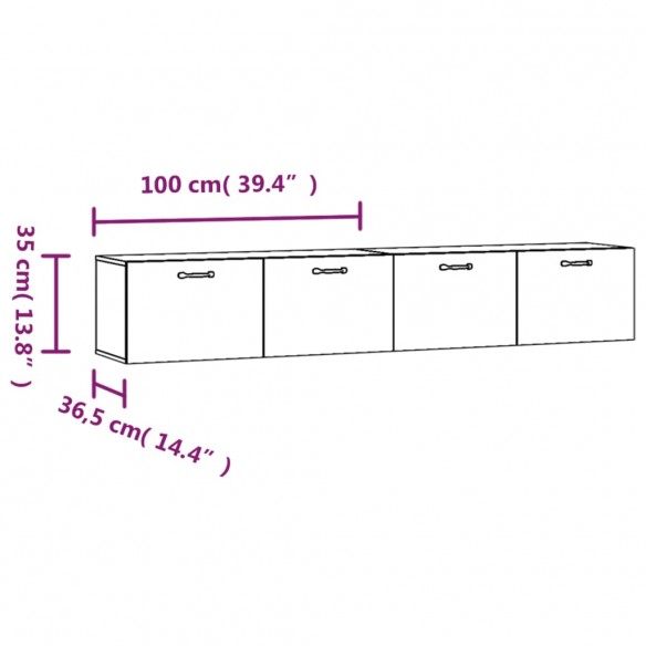 Armoires murales 2 pcs Blanc 100x36,5x35 cm Bois d'ingénierie