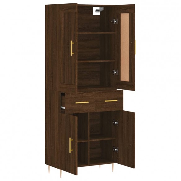 Buffet haut Chêne marron 69,5x34x180 cm Bois d'ingénierie