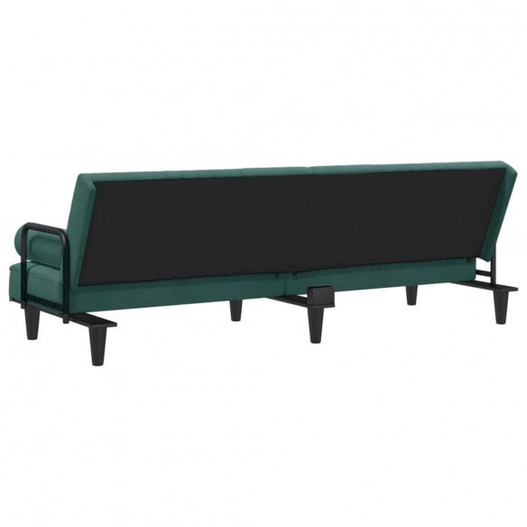 Canapé-lit avec accoudoirs vert foncé velours