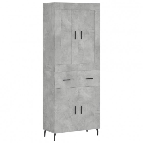 Buffet haut Gris béton 69,5x34x180 cm Bois d'ingénierie