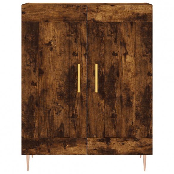 Buffet haut Chêne fumé 69,5x34x180 cm Bois d'ingénierie