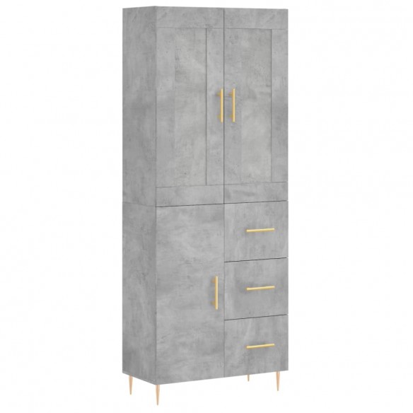 Buffet haut Gris béton 69,5x34x180 cm Bois d'ingénierie