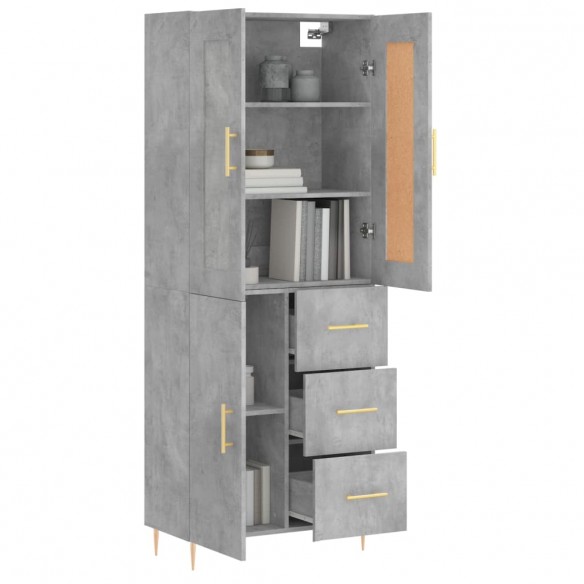 Buffet haut Gris béton 69,5x34x180 cm Bois d'ingénierie